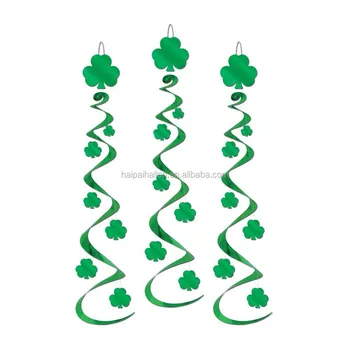 St Patricks Day Shamrock Foil Swirl Hanging Decoration Home Party