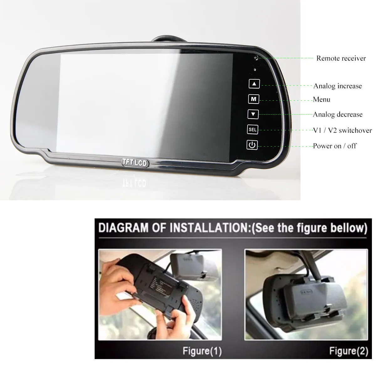 7 Inch Mirror Car Lcd Monitor Tft Lcd Monitor For Car Cargo Rear View