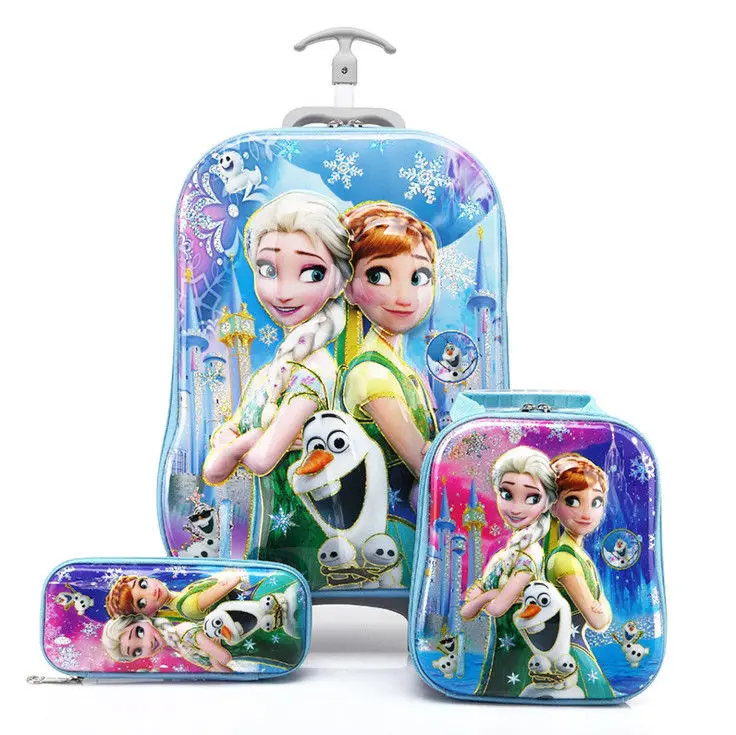 

(top Quality) Wholesale New Arrival kids school wheeled girls trolley school bag, Frozen school bag