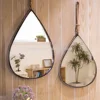 Wholesale loft industrial set of 2 wrought iron creative wind teardrops shape wall mirror for living room bathroom decoration