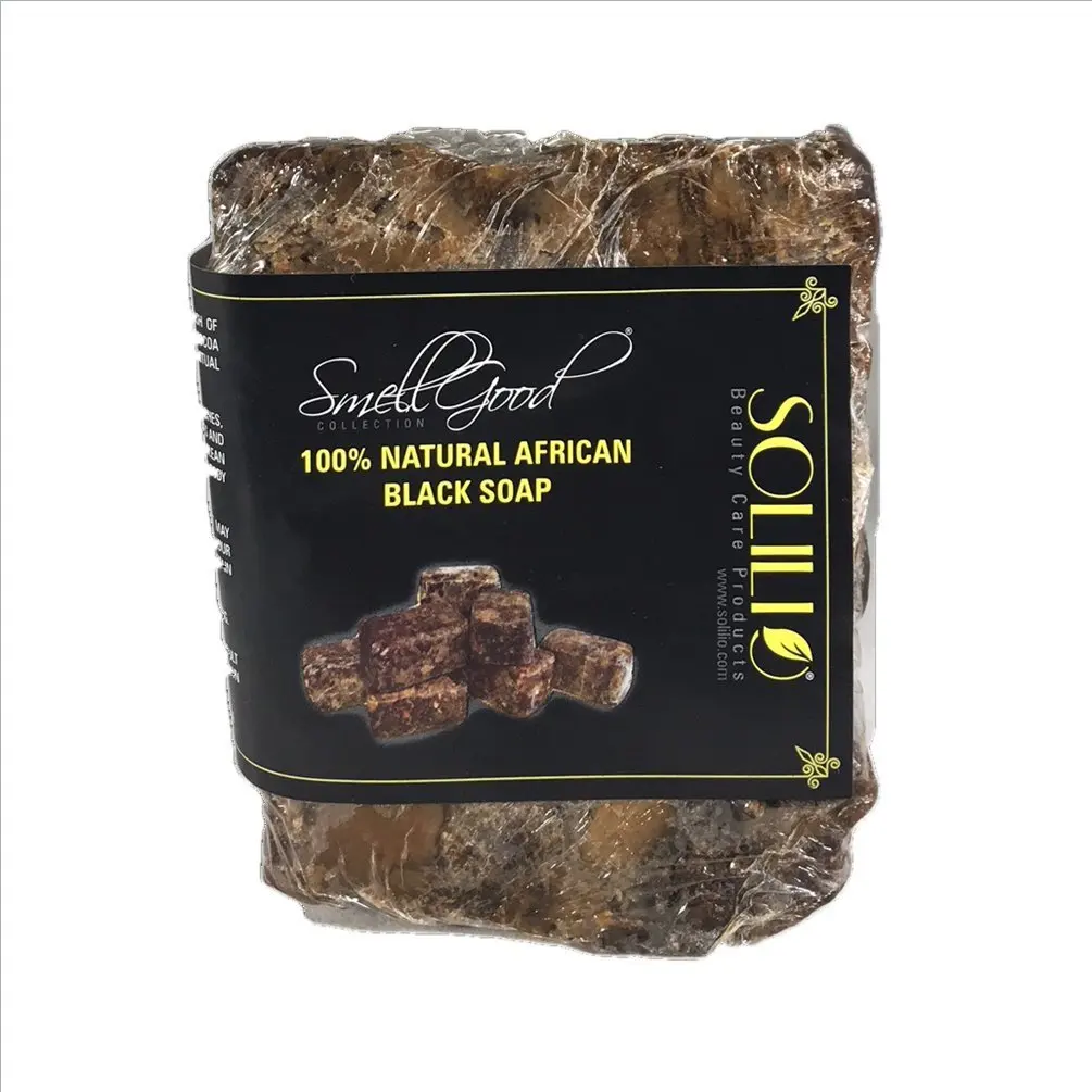 SmellGood - African Black Soap, totally natural, best quality, raw and organic soap, great for body and face wash, imported from Ghana, 5 LB bar, 2 Units Set
