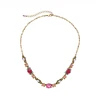Super quality new gold/silver chain fancy multi colored crystal decorative necklace