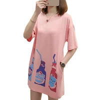 

Ladies casual t shirt dress pictures custom print fat loose women dress