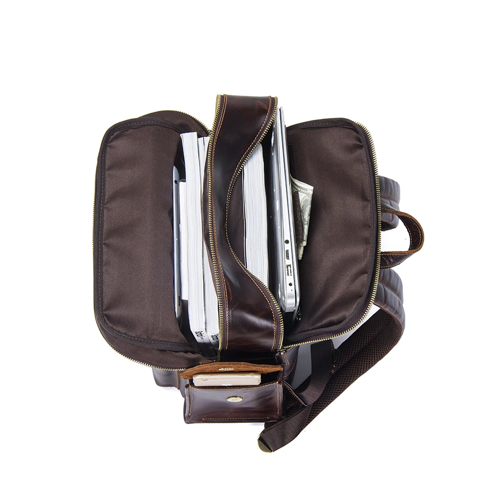 

luxury men waterproof leather backpack, Coffee or customized color