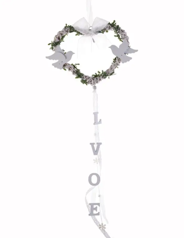 

Cheap Doves of Peace Wedding Favors Gifts Wooden White Heart Shaped Hanging Centerpieces for Wedding Party wall Decoration Sale