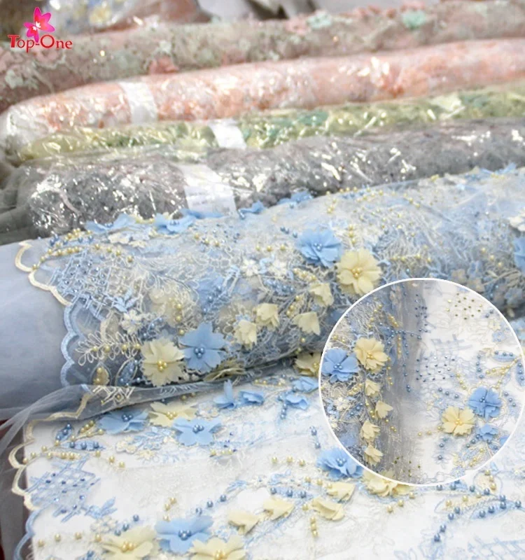 

Quality mesh embroidered material 3d lace fabric wholesale, Pink/royal blue/navy/gold/cream/teal/champagne/rose/purple/black/grey