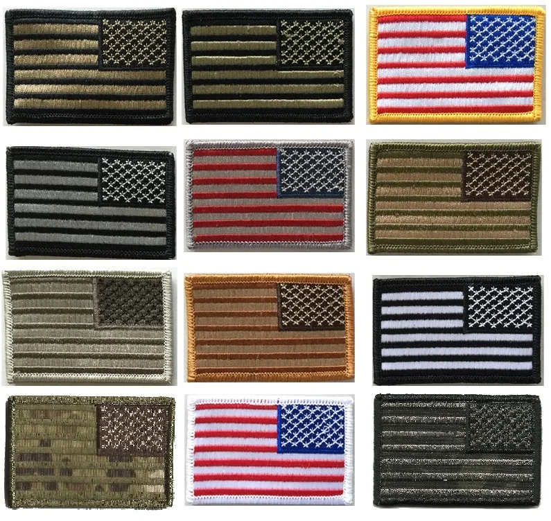 Tactical Usa Flag Patch White Border Embroidery American Flag Military ...