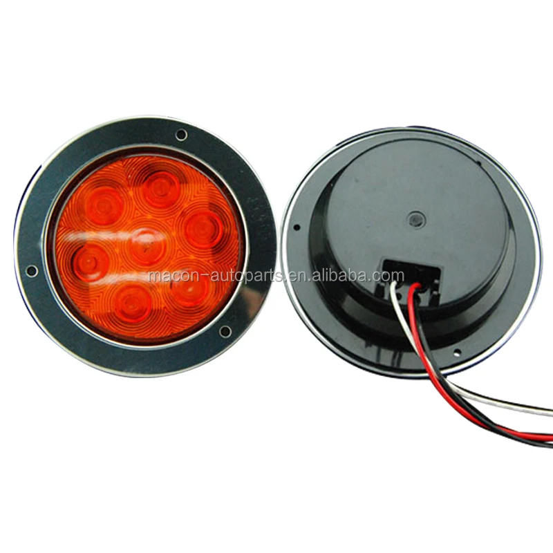 trailer parts, 24V 12LEDs 4" inches amber Round Vehicle Truck Trailer Led Tail Light,STOP/Turn/Reverse/Backup