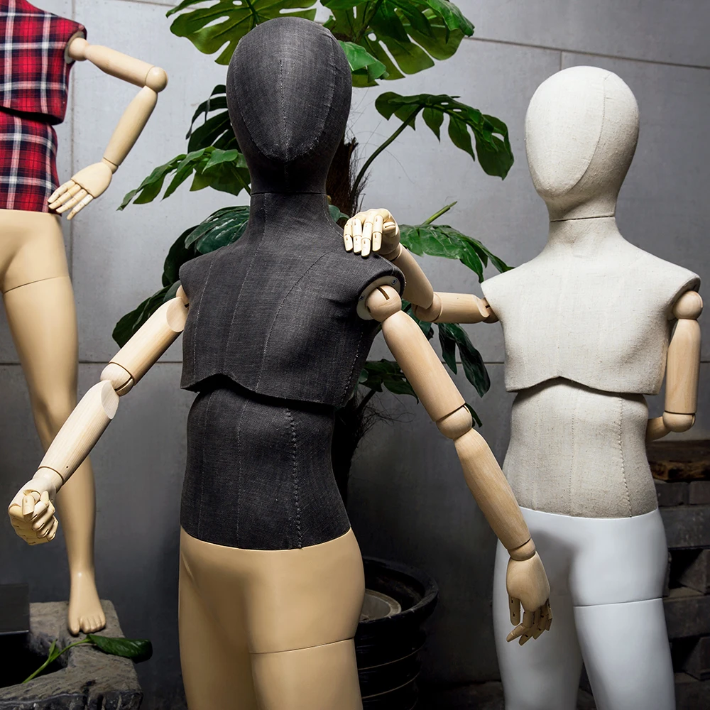 Full Body Fabric Covered Kid Mannequins Upper Body Movable Kid