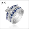 2017 latest jewelry china unique wholesale silver rings white and blue pave rings sets
