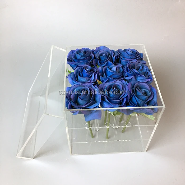 Custom Single 1 Hole Clear Acrylic Rose Flower Box Transparent Lucite