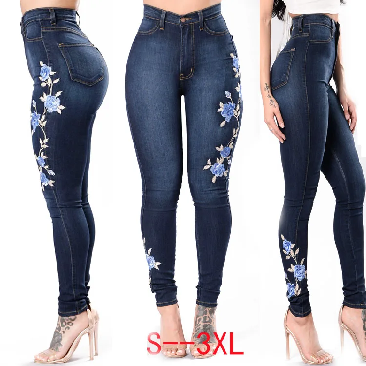 

LADIES SEXY EMBROIDERY STRETCH Denim Jean For Women, Colors
