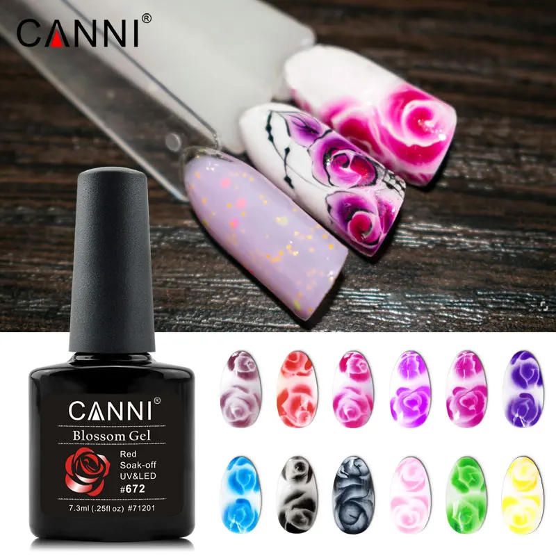 

CANNI Rose Blooming Gel Varnish New Hot Nail Art Painting Flower Colors UV LED Soak off Organic Nail Enamels Blossom Gel Polish, 12 fashion colors+2 base (white+ clear)