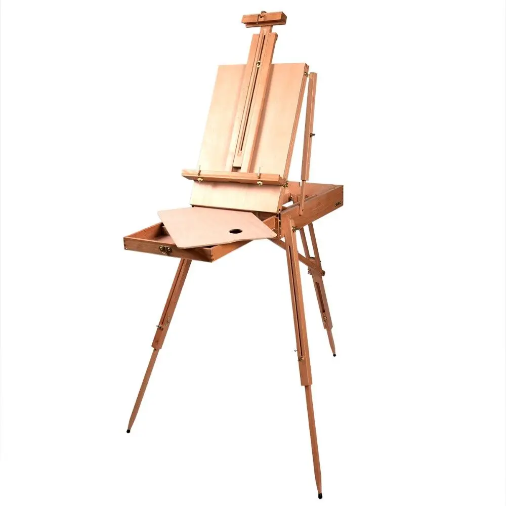 French Artist Wooden Paint Easel Portable Durable Display Sketch Box Foldable Easy-to-Carry Storage Solution
