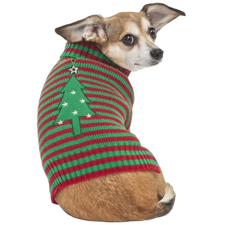 Paleo Pet Apparel Adorable Christmas Pet Winter Clothes Warm Dog Knit Sweater Ruffle Dress Custom Heart Pet Clothing