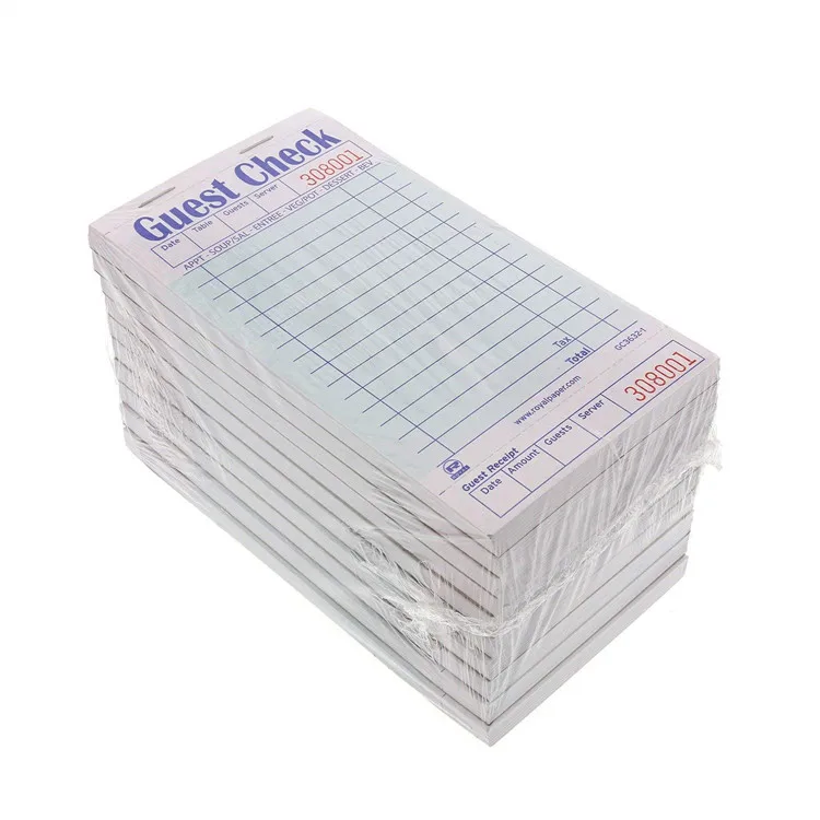 Custom Guest Check Book For Hotel And Restaurant With 15 Lines Package