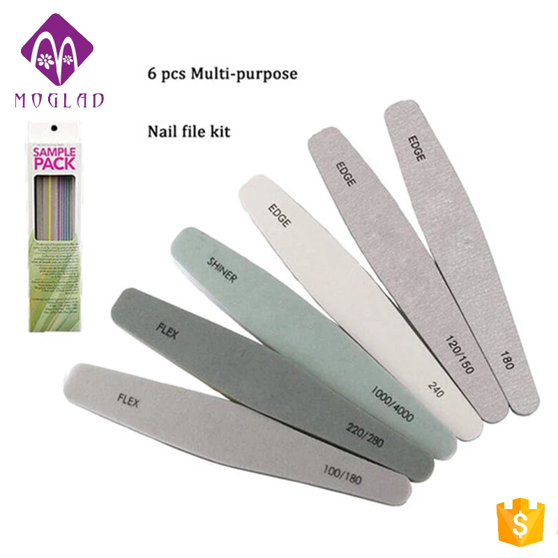 

Moglad New Professional Nail File Set 6 Size Nail File With Cuticle Pusher, As pic