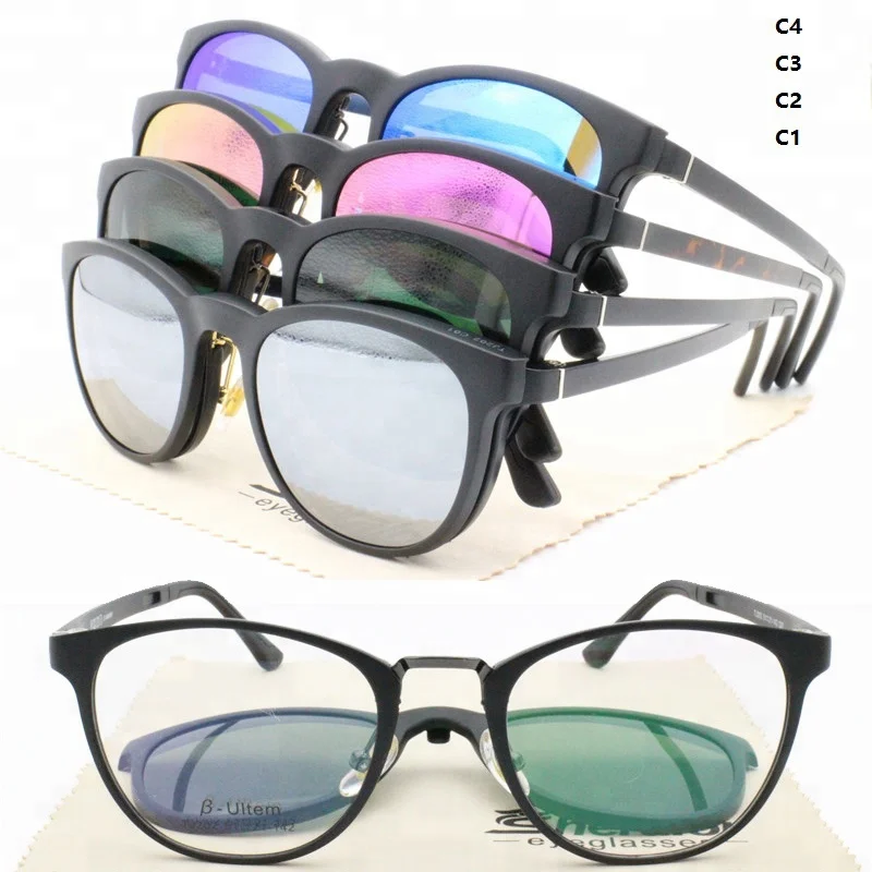 

drop ship 202 ULTEM combined metal glasses frame plug magnetic clip on polarized sunlens wayframe shape prescription sunglasses