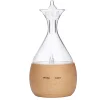 Wood Base and glass waterless aroma essential oil nebulizer diffuser with touch key and led light lamp