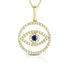 14K gold bohemian jewelry sapphire diamond evil eye necklace women