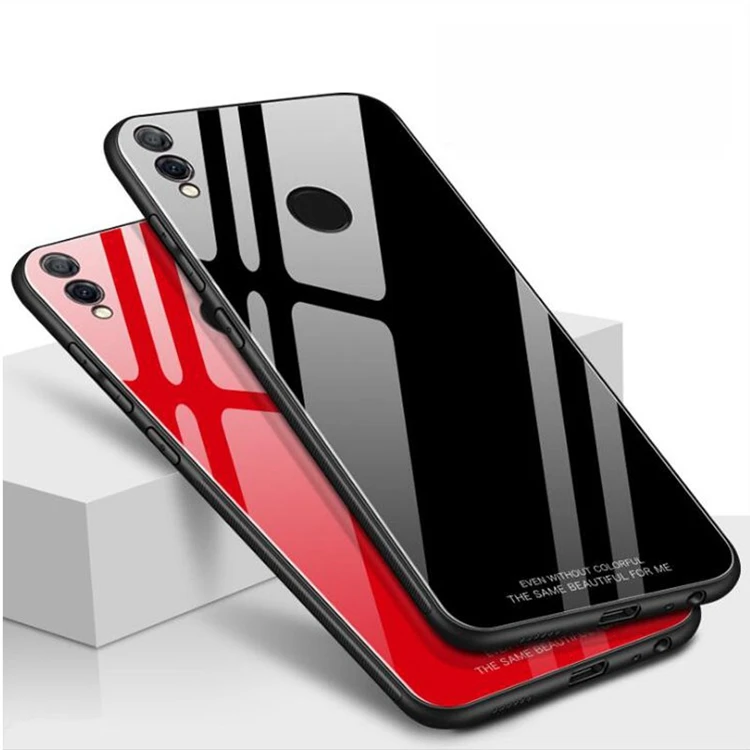 

anti shock tempered glass back cover for huawei honor 8x glass phone case, Black,white,red,pink