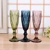 Best selling multi color Coloured Luxurious Originality Colors high stem Home Decoration relief glass cup for Juice and wine