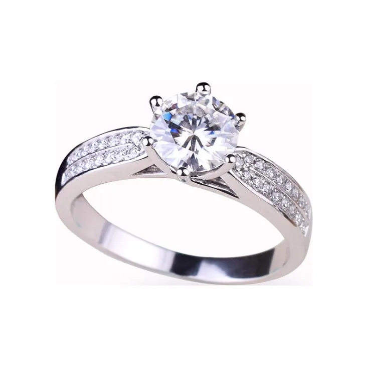 

Longshine Jewelry 18K Solid Gold 1Karat Moissanite Ring Wedding Engagement Diamond Ring