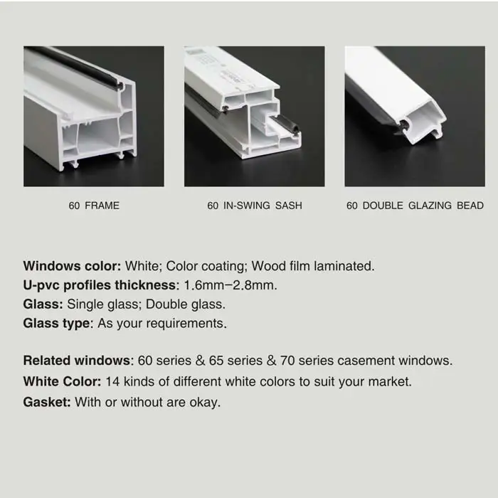 European style casement Sliding UPVC Window with high quality low price