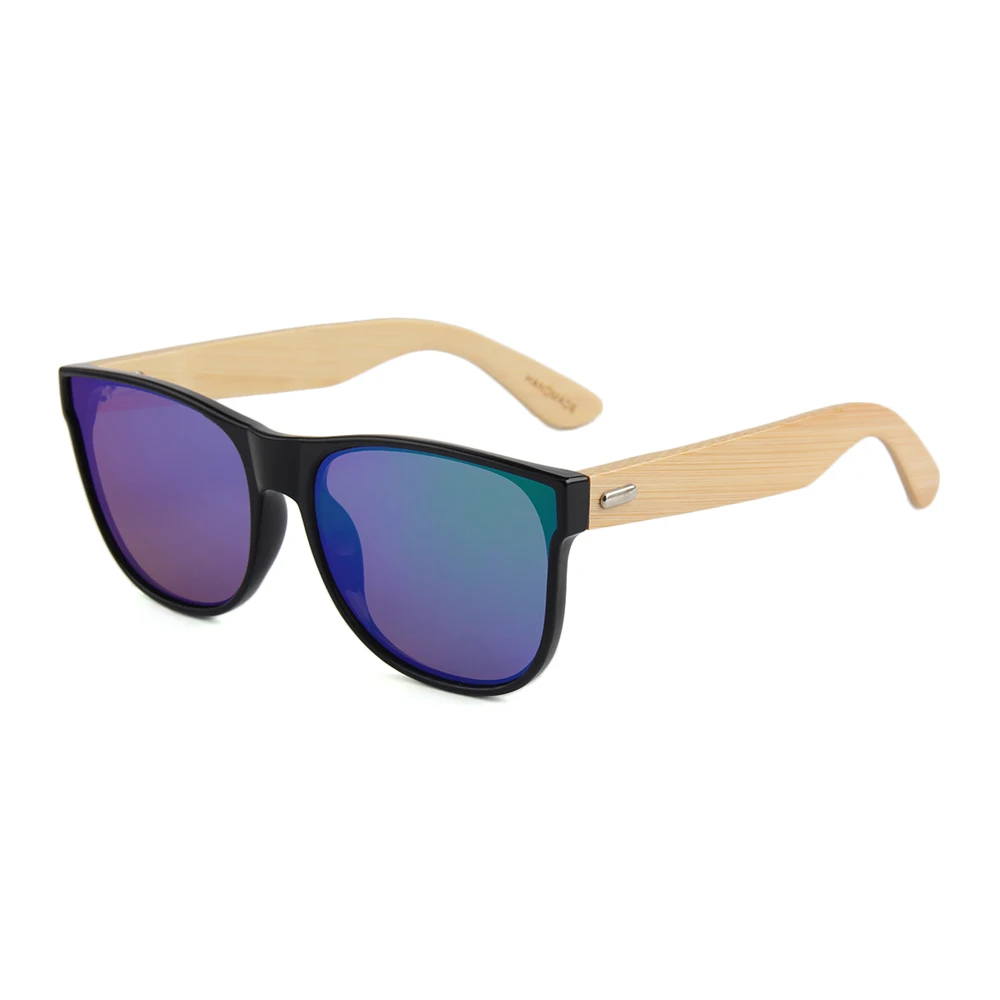 

Wholesale Fashion mirrored flat lens bamboo sunglasses