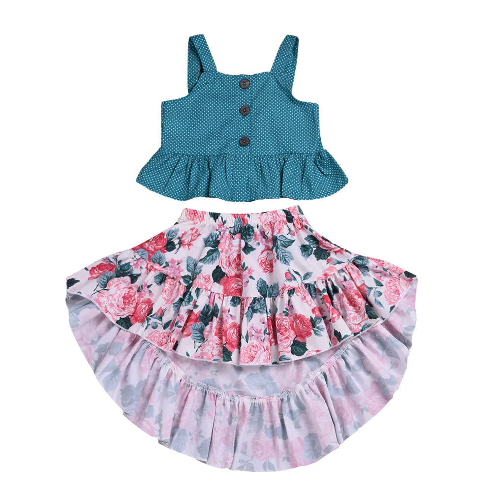 

2019 new style Fashion floral girls clothing sets boutique kids apparel ruffle baby clothes, As the picture