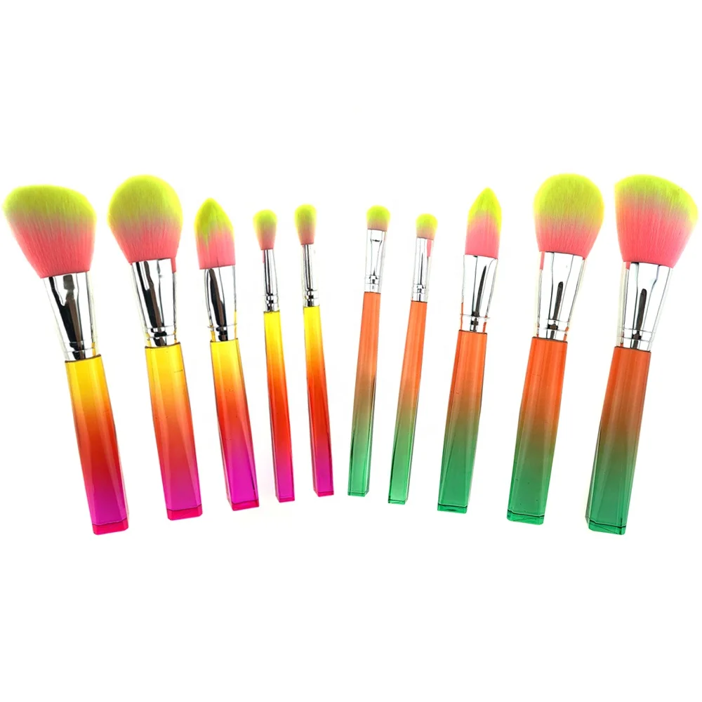 nylon custom elegant wholesale personalized accessories plastic orange yellow for eyes blending green marble makeup brushes