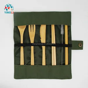 Image of Yingli Wholesale 19cm Eco- Friendly Travel Bamboo Cutlery 6 pcs Set
