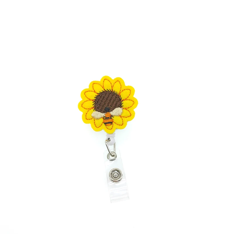 
YOROYAL Sunflower Badge Reel Holder, Accurate Stitching, Reinforced Strap, Easy Retracting, Alligator Clip, Perfect Gifts for Wo 