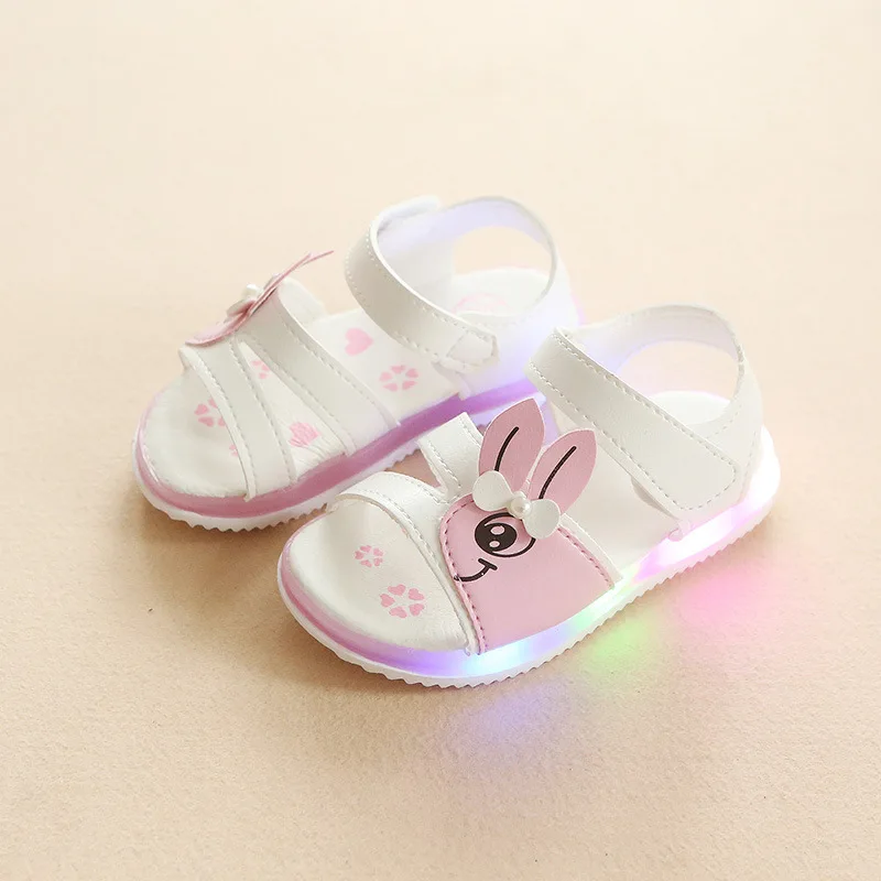 

children LED sandals new summer kids luminous shoes child sandals, Pink/red/white