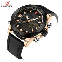 

Wholesale Brand Naviforce 9097 Mens Luxury Watches Genuine Leather Military Waterproof Sports Digital Quartz Dual Time Watch