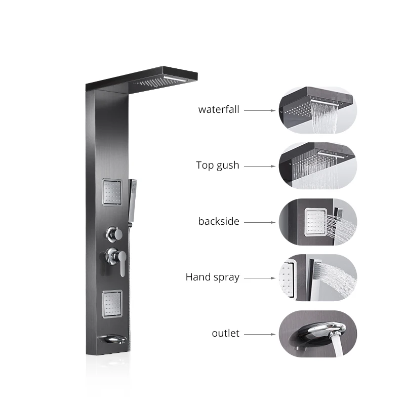 

High Quality Rainfall 304 stainless steel Black shower panel