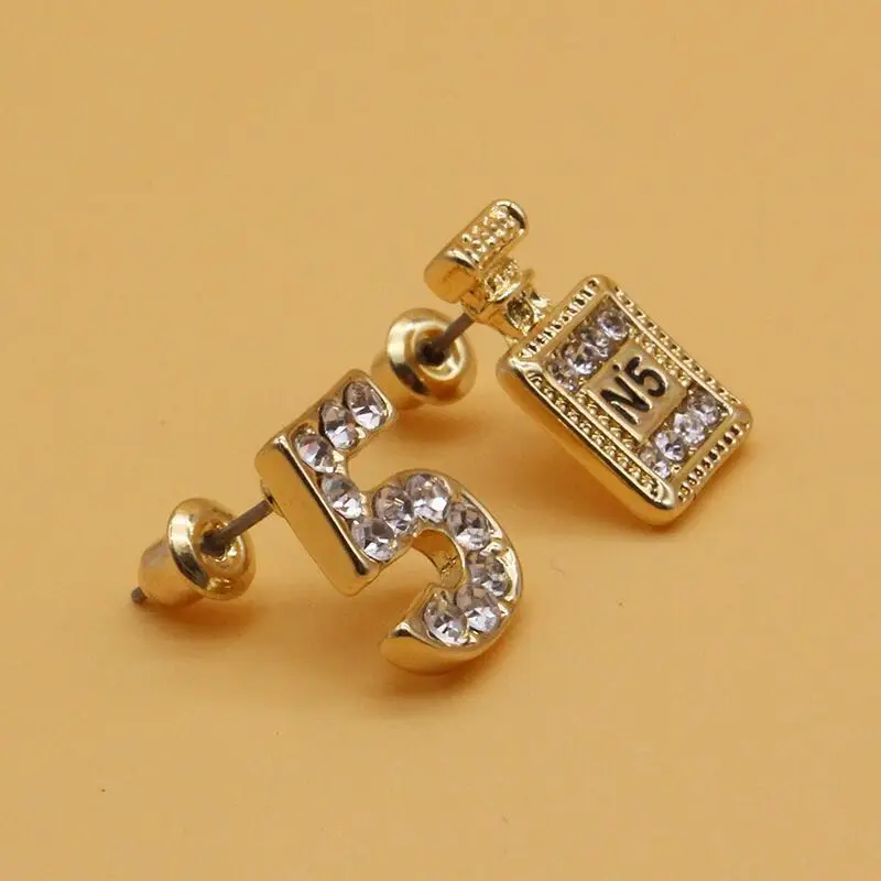 Za fashion jewelry Digital 5 wine bottle asymmetric diamond stud earring