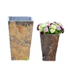 Garden Supplier Square Rustic Stone Flower Pot for Landscaping Decor