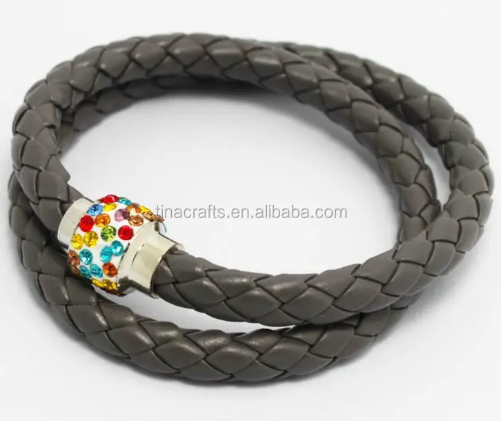 

Fashion Bracelets Braided PU Leather bracelet with magnetic