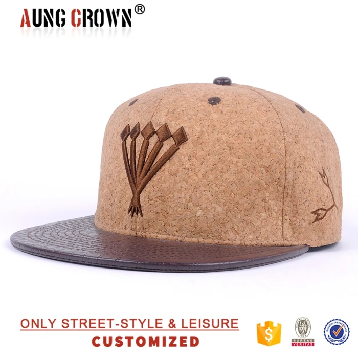 Wholesale Custom Cork Snapback Hat Cap And Leather Brim Hat Buy Wholesale Custom Cork Snapback