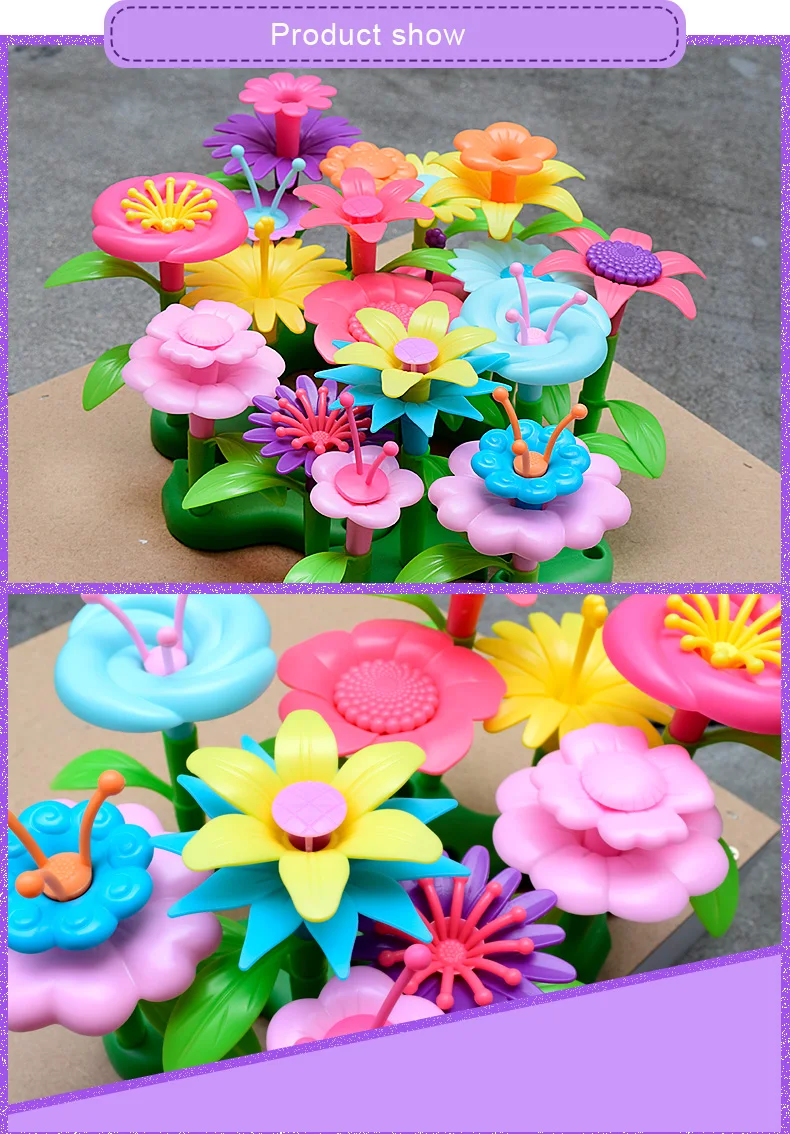 Diy Educational Assembly Toy 46pcs Plastic Flower Making Fower For Kids