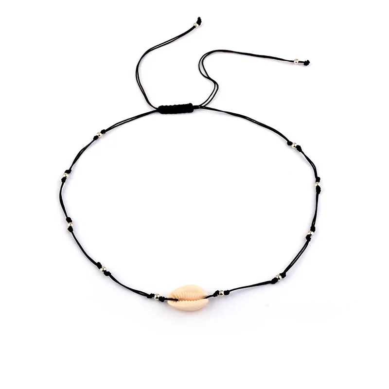 

Boho Choker Leather Chain Necklaces Vintage Cowrie Sea Shell Pendant Necklace For Women Jewelry Gifts