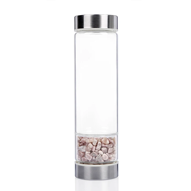 

Best selling crystal water bottle, reiki crystals healing stones glass bottle, tumbled stones infused energy drink bottle