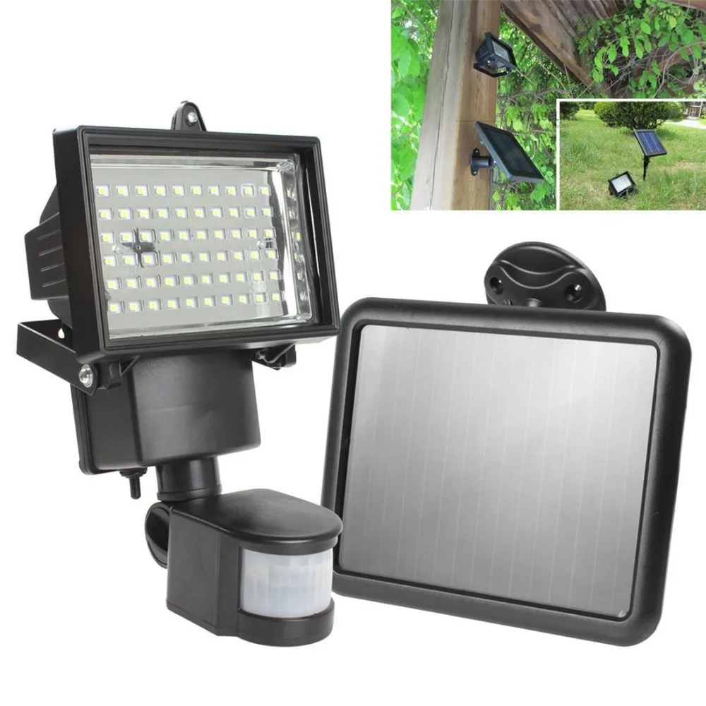 
60 LED Solar Security Outdoor Motion Sensor Light For Project, Garden, Yard, Swimming Pool, Garage, Barn, Warehouse, Factory 