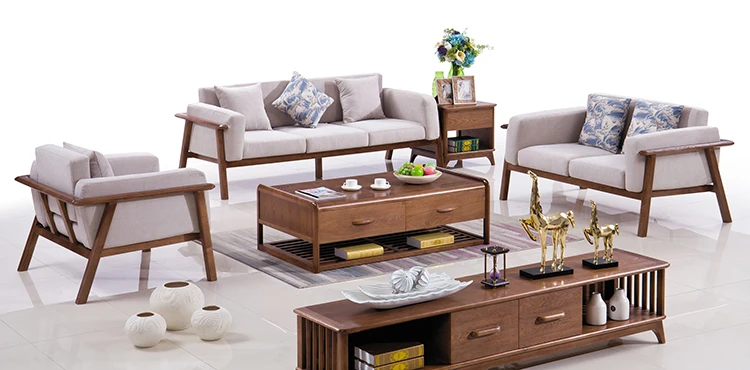 Full apartment furniture set l shaped sofa with corner table
