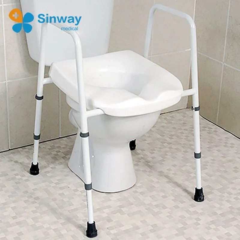 Height Adjustable Framed Toilet Raiser Over Toilet Seat Frame For