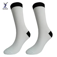 

White 100% polyester printing athletic crew socks black tops unisex