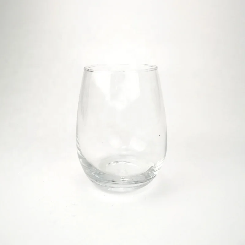 

15oz Clear Whisky Glass Stemless Wine Glasses Egg Shaped Glass for Party Wholesale