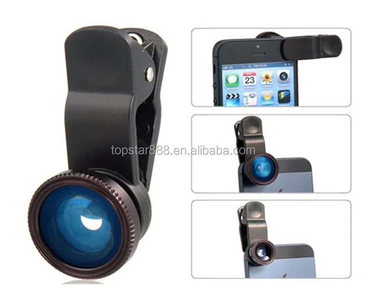 

Universal 3 in 1 Fish eye + Wide Angle + Macro clip Lens for iPhone iPad for Samsung smartphone, Red;black;silver;blue;gold;pink