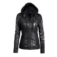 

New Fashion Winter Coat Women PU Leather Jacket Black for Lady